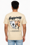 Happiness Graphic Back Print T-Shirt for Men