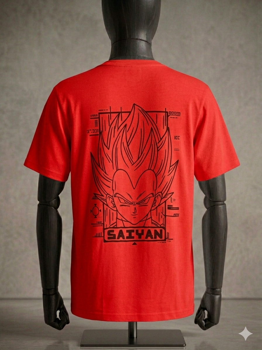 Saiyan Anime Graphic Printed Oversized T-Shirt for Men