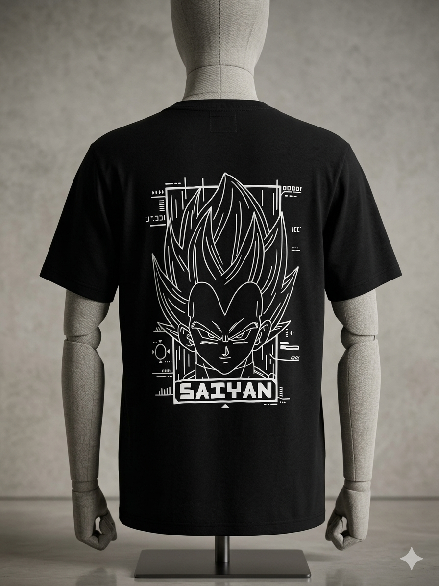 Saiyan Anime Graphic Printed Oversized T-Shirt for Men
