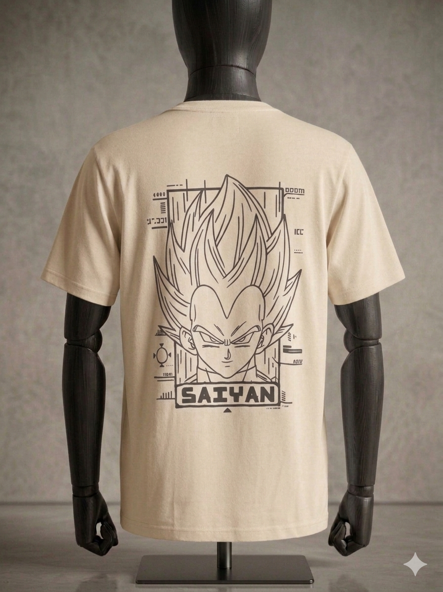Saiyan Anime Graphic Printed Oversized T-Shirt for Men