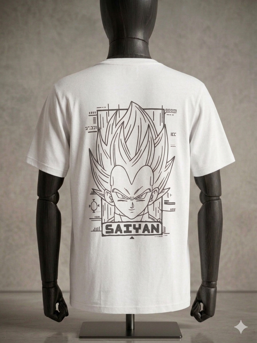 Saiyan Anime Graphic Printed Oversized T-Shirt for Men