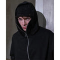 Balaclava Hoodie – Ninja Hoddie Double Hooded Zip-Up Windproof Sweatshirt with Built-In Warm Mask