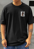 Kawachine men's Black printed t-shirt casual fit with graphic hand 'BREAK THE RULES' design on front and back, Long sleeves, round neck, ideal for everyday casual outings Down Sholder