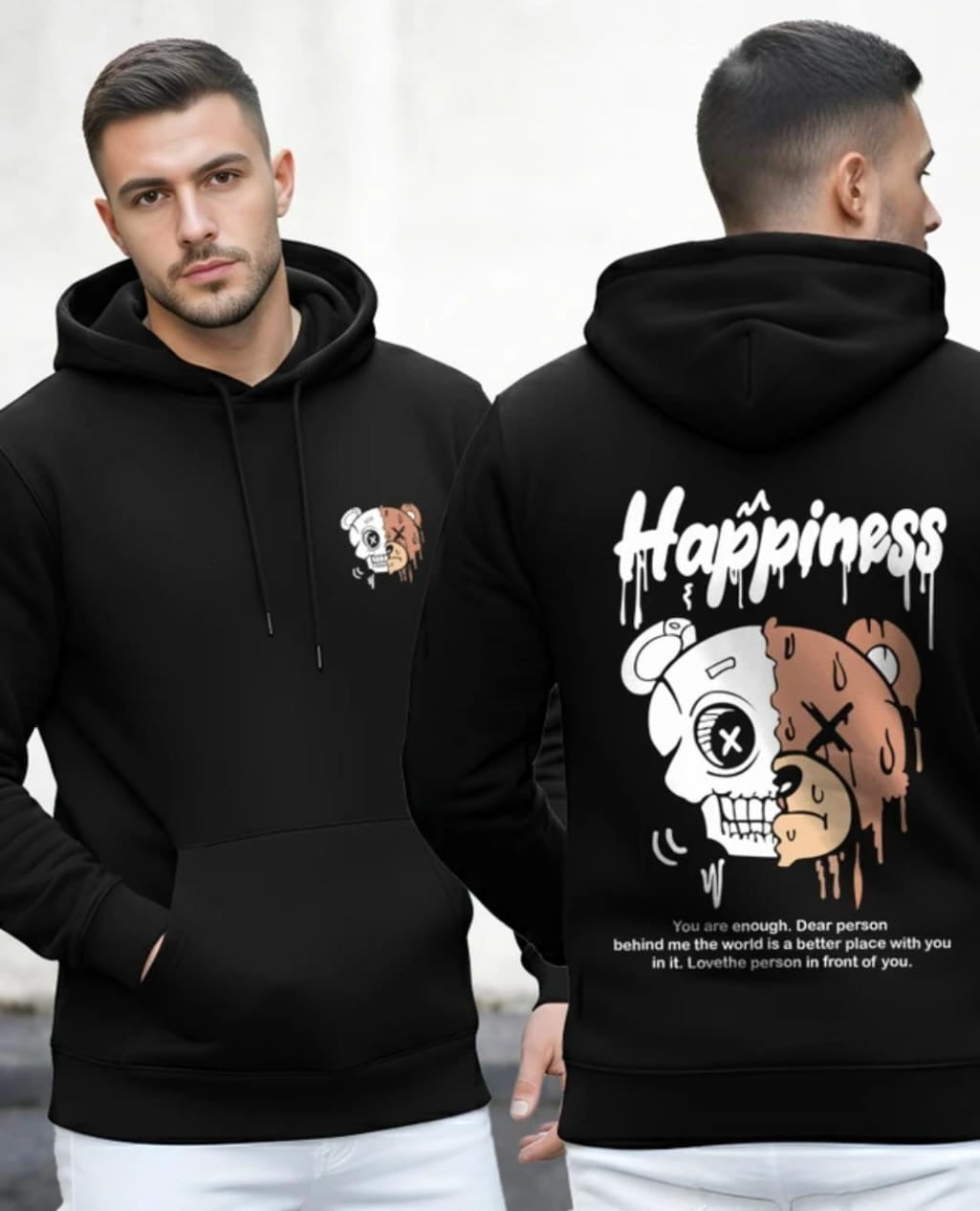 Happiness Black oversized Hoodie
