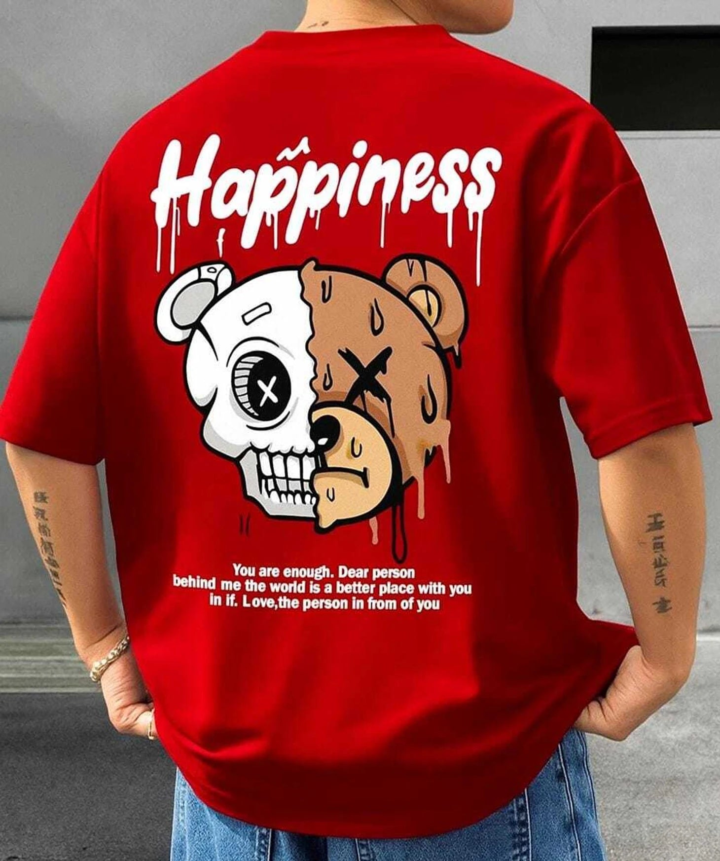 KAWACHINE Men Printed Round Neck Cotton Blend Red T-Shirt
