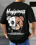 KAWACHINE Men Printed Round Neck Cotton Blend Black T-Shirt